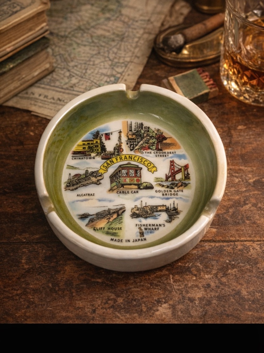 Vintage San Francisco Souvenir Ashtray SNCO Japan Cable Car Landmark Collectible